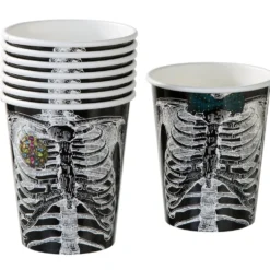 Set de 8 vasos de papel esqueleto