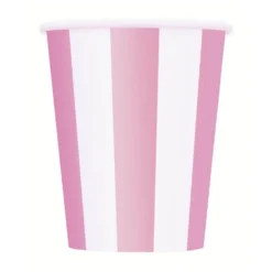 Set de 6 Vasos Rayas Rosas y Blancas