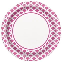 Set 8 Platos Escamas Rosa y Blanco 22 cm