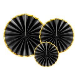 Set 3 Rosetas Decorativas Negro y Dorado