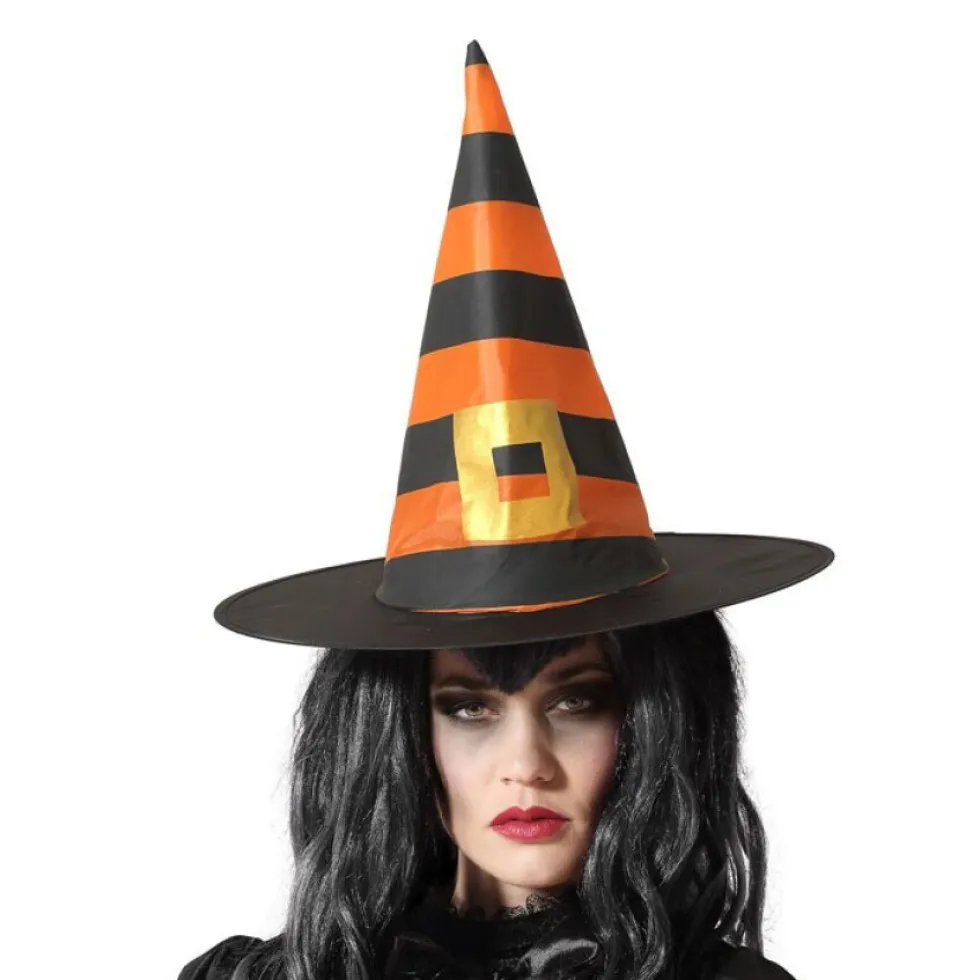 Sombrero Bruja Naranja y Negro