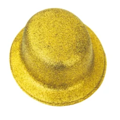 Sombrero Bombín Oro Escarchado 26 cm