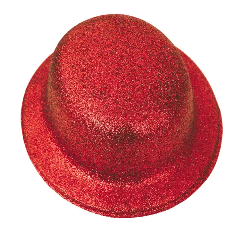 Sombrero Bombín Rojo Escarchado 26 cm