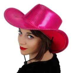 Sombrero Cowboy Lentejuelas Rosa