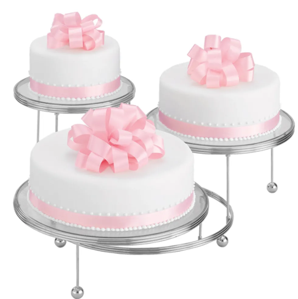 Soporte para Tarta de 3 Pisos en Metal Cromado