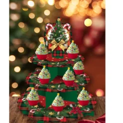 Stand para cupcakes navideño 3 pisos