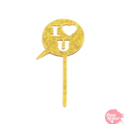 Topper para Cupcake Dorado I Love You 8 ud