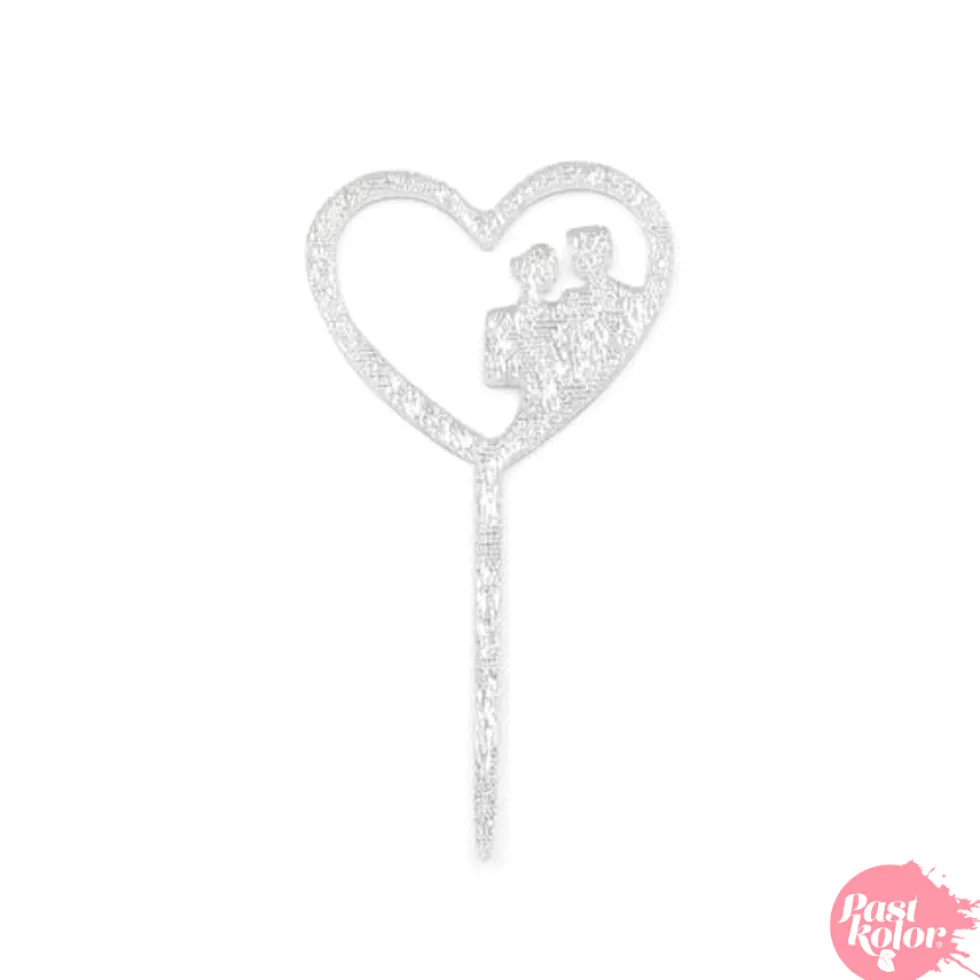 Topper para cupcake plata - corazon
