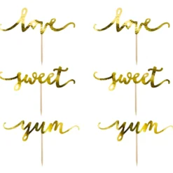 Topper para Cupcakes Love Oro 6 ud - Partydeco