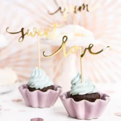 Topper para Cupcakes Love Oro 6 ud - Partydeco