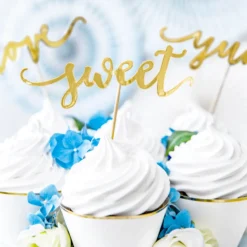 Topper para Cupcakes Love Oro 6 ud - Partydeco