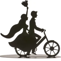 Topper para Tarta Metálico Pareja en Bicicleta 18 cm