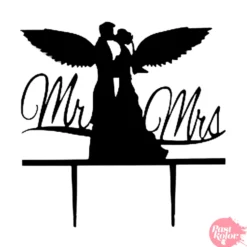 Topper para tarta negro - pareja angeles