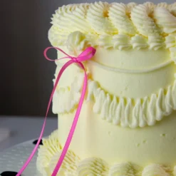 Topper con Lazo de Cinta Rosa para Tartas - 8 piezas