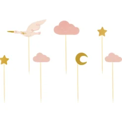 Topper para Cupcakes Cigüeña 7 ud - Partydeco