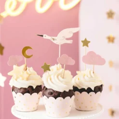 Topper para Cupcakes Cigüeña 7 ud - Partydeco