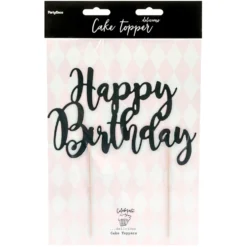 Topper para Tarta Happy Birthday Negro - Partydeco
