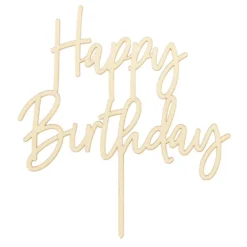 Topper para Tarta Madera Happy Birthday 15 cm - Partydeco
