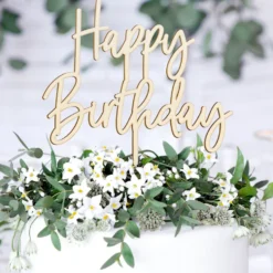 Topper para Tarta Madera Happy Birthday 15 cm - Partydeco