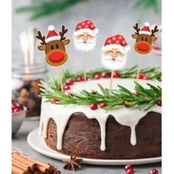 Toppers Navidad Papá Noel y Reno - 12 uds