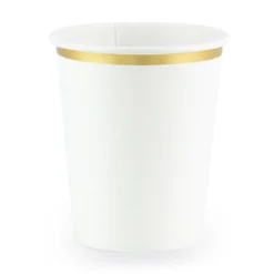 Vasos Comunión Blancos con Borde Dorado 6 ud