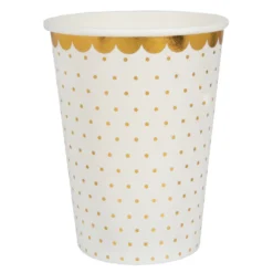 Vasos de Papel Blancos y Dorados 10 ud