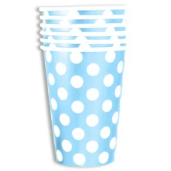 Vasos de Papel Celestes con Lunares 350 ml 6 ud