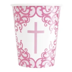 Vasos de Papel Comunión Rosa 8 ud