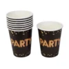 Vasos Dorados y Negros Party 8 ud