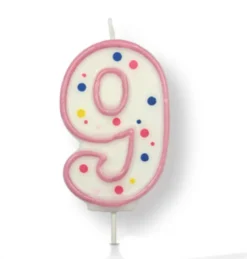 Vela de Cumpleaños 9 Rosa
