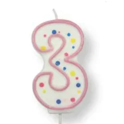 Vela de Cumpleaños 3 Rosa