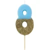 Vela Nº 8 Azul y Dorada 12 cm