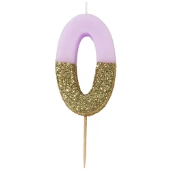 Vela Nº 0 Rosa Claro y Dorada 12 cm