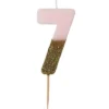 Vela Nº 7 Rosa Claro y Dorada 12 cm