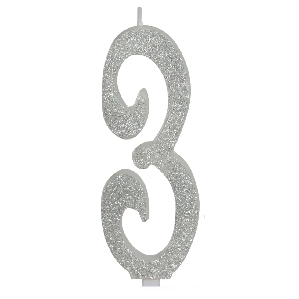 Vela Brillante Plata Nº 3 12 cm