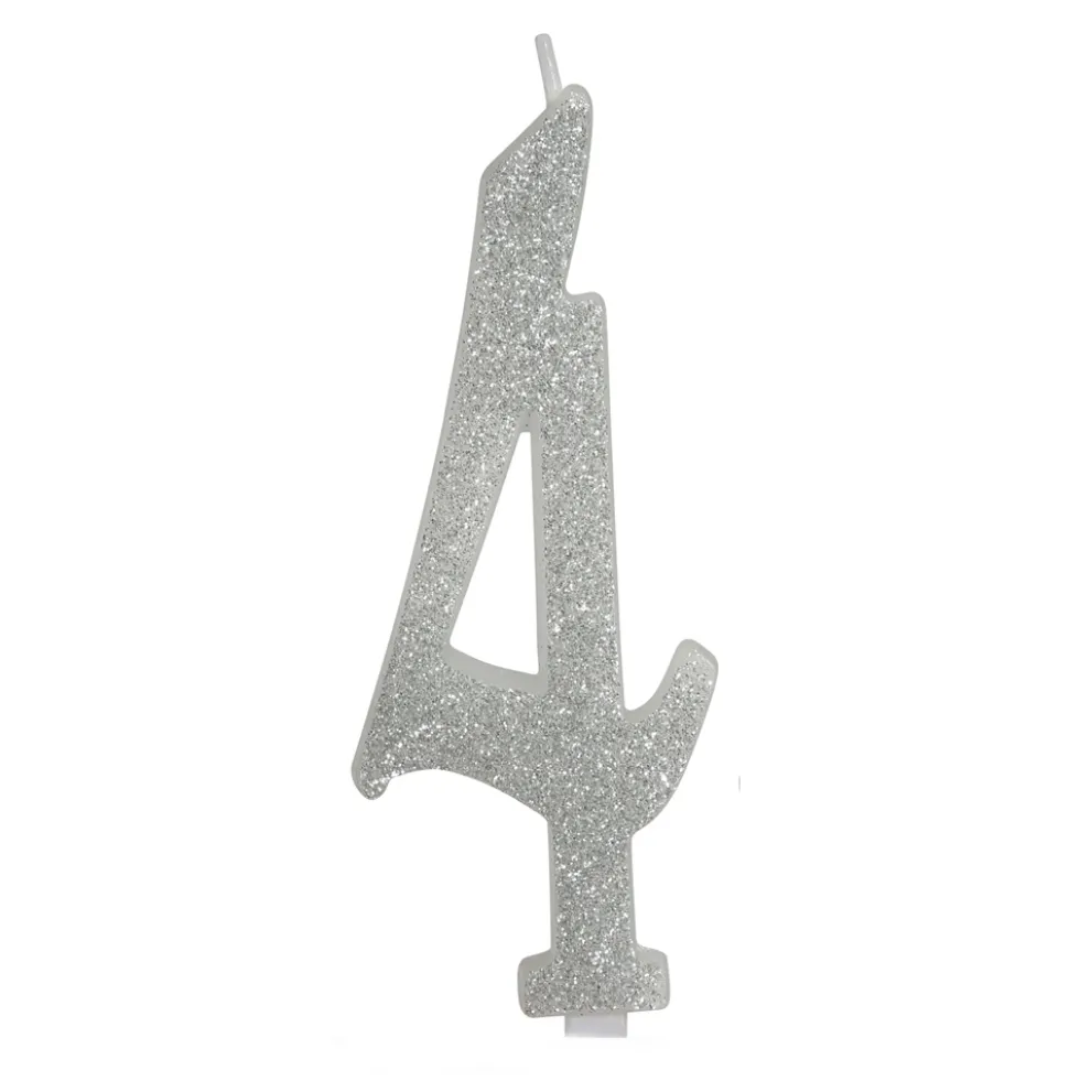 Vela Brillante Plata Nº 4 12 cm