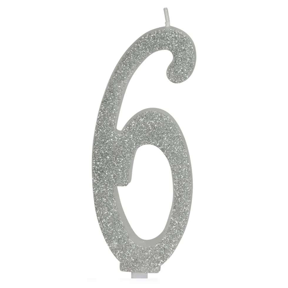 Vela Brillante Plata Nº 6 12 cm