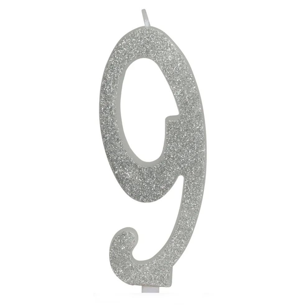 Vela Brillante Plata Nº 9 12 cm