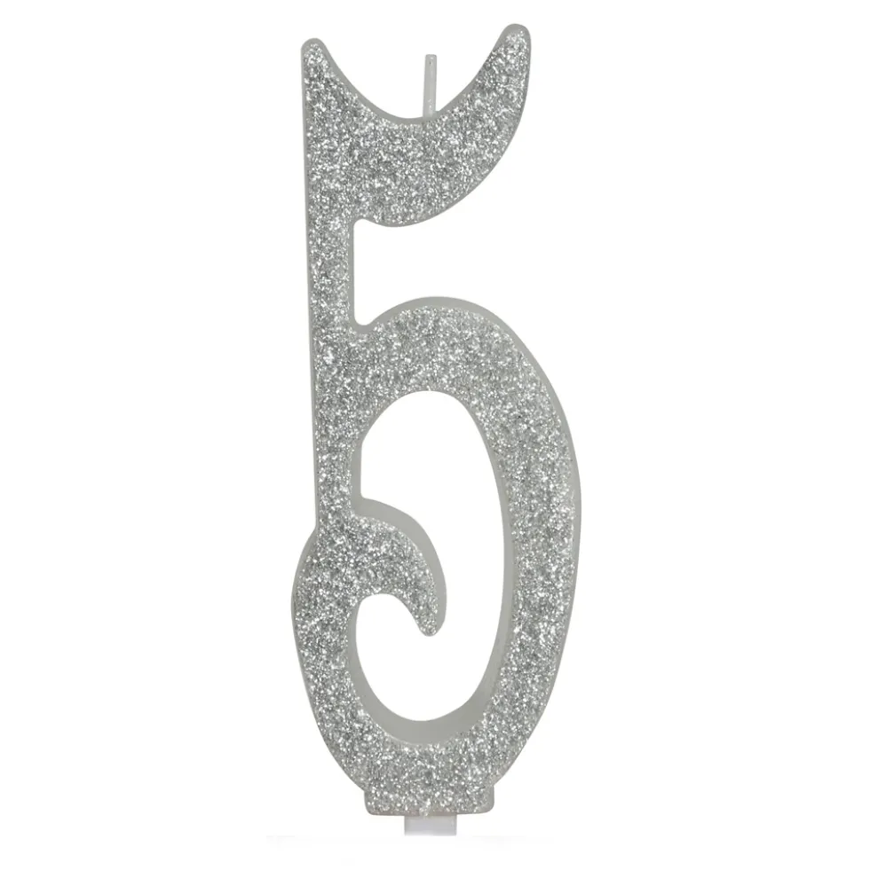 Vela Brillante Plata Nº 5 12 cm