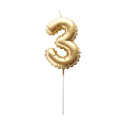 Vela Cumpleaños Globo Dorada - Número 3