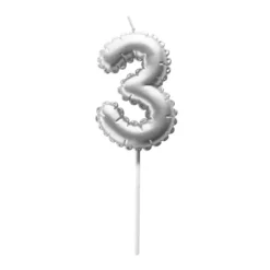 Vela Cumpleaños Globo Plateada - Número 3