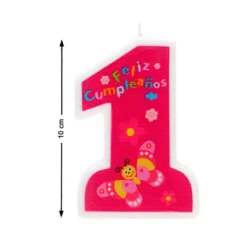 Vela Nº 1 Feliz Cumpleaños Rosa 10 cm