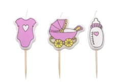 Velas bebé rosas 3 uds - Pastkolor