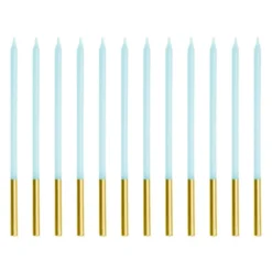 Velas Cumpleaños Azul / Dorado 14 cm - 12 ud