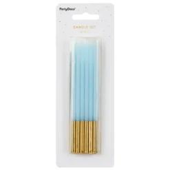 Velas Cumpleaños Azul / Dorado 14 cm - 12 ud