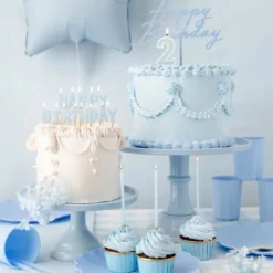 Velas Cumpleaños Azul / Dorado 14 cm - 12 ud