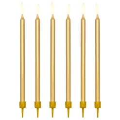 Velas Cumpleaños Doradas 12,5 cm - 12 ud - Partydeco