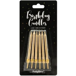 Velas Cumpleaños Doradas 6 ud - 6 cm - Partydeco