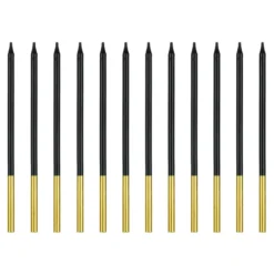 Velas Cumpleaños Negro / Dorado 14 cm - 12 ud
