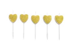 Velas Corazones Dorados 5 ud
